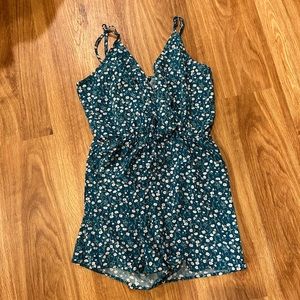 Green floral romper